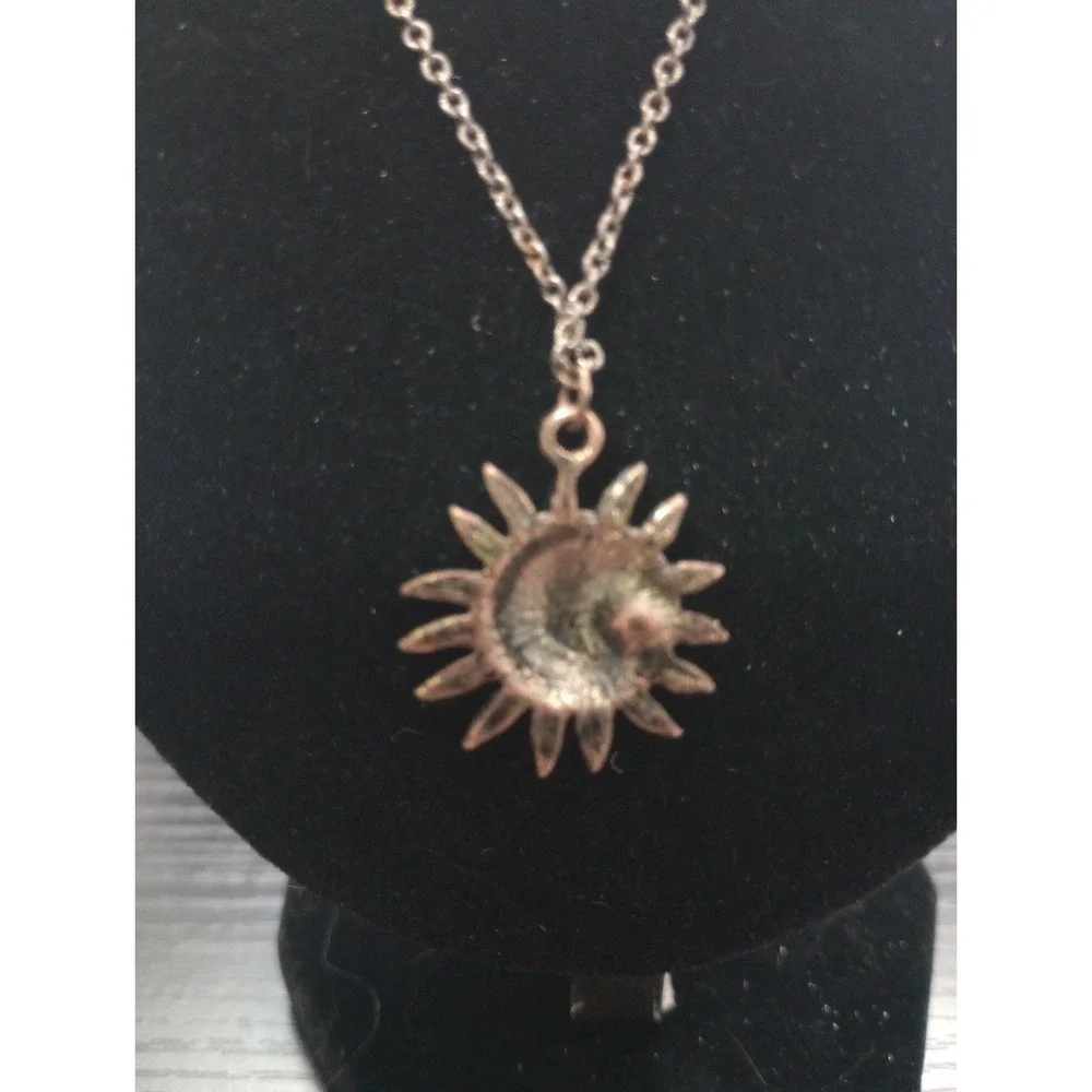 Claire's Sun Moon Celestial Face Pendant Necklace Silver Tone Adjustable